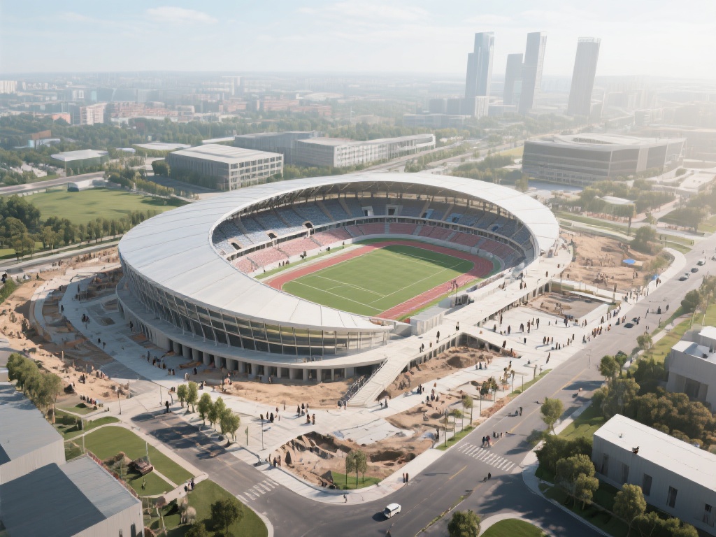 以邻近城市的一座大型体育中心为例，其在建设过程中也